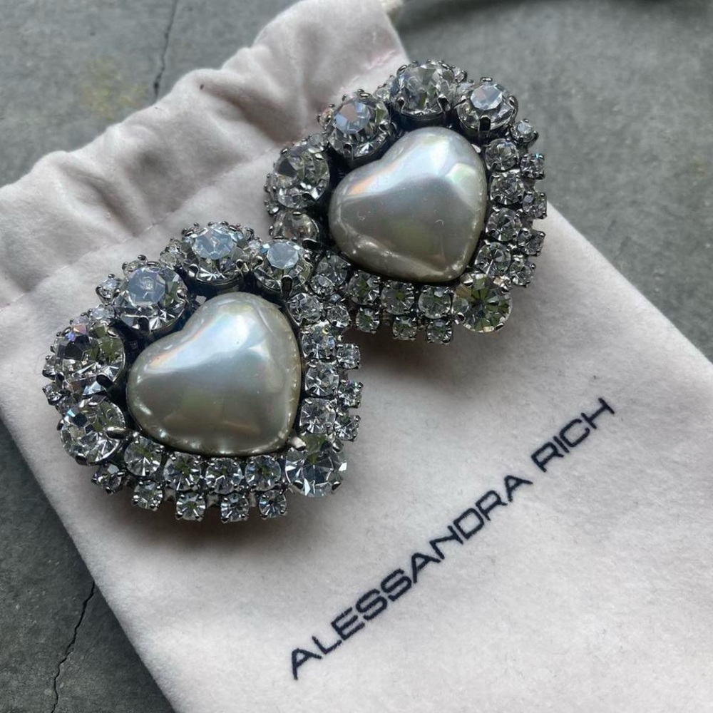 Alessandra Rich Faux Heart Shaped Clip On Earrings